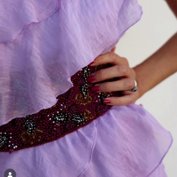 New Zara Purple Beaded Sash Belt 7521/037 Size 30 - Picture 1 of 11